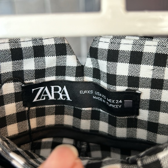 ZARA black/white checkered retro style pants size extra small - Picture 9 of 13